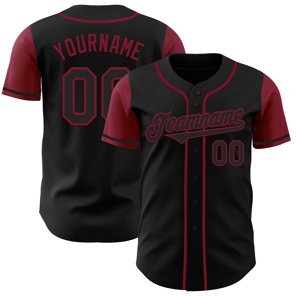 Custom Black Crimson Authentic Two Tone Baseball Jersey