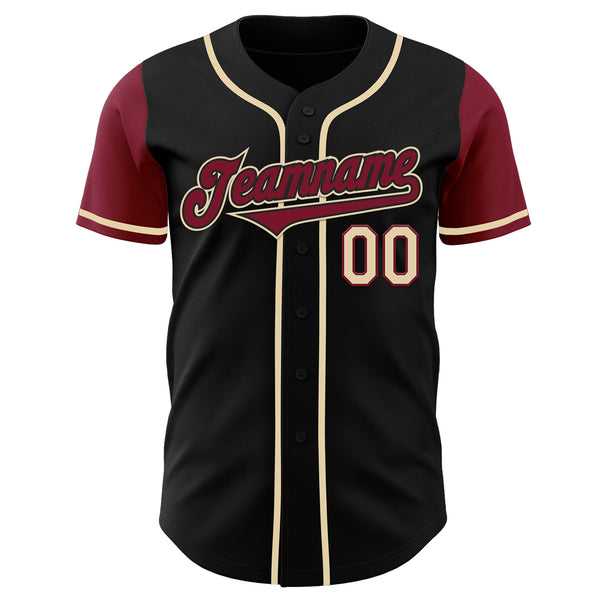 Custom Black Crimson-Cream Authentic Two Tone Baseball Jersey