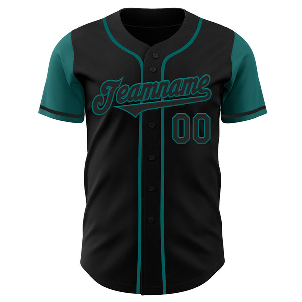 Custom Black Teal Authentic Two Tone Baseball Jersey