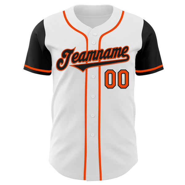 Custom White Black-Orange Authentic Two Tone Baseball Jersey