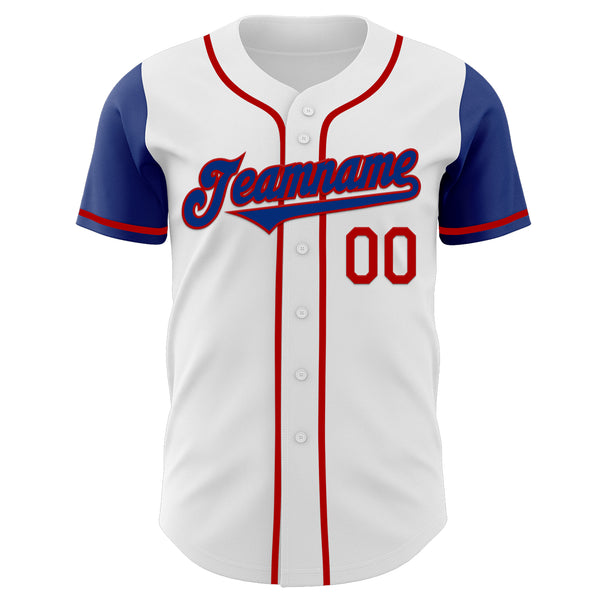 Custom White Royal-Red Authentic Two Tone Baseball Jersey