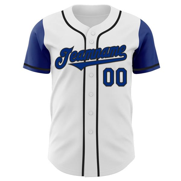 Custom White Royal-Black Authentic Two Tone Baseball Jersey