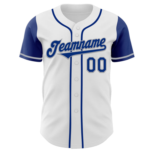 Custom White Royal-Gray Authentic Two Tone Baseball Jersey