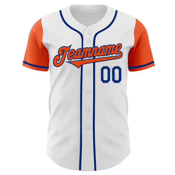 Custom White Orange-Royal Authentic Two Tone Baseball Jersey