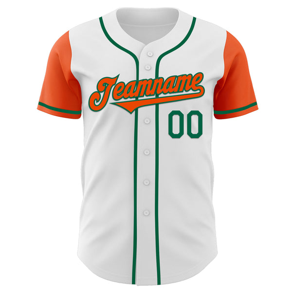 Custom White Orange-Kelly Green Authentic Two Tone Baseball Jersey