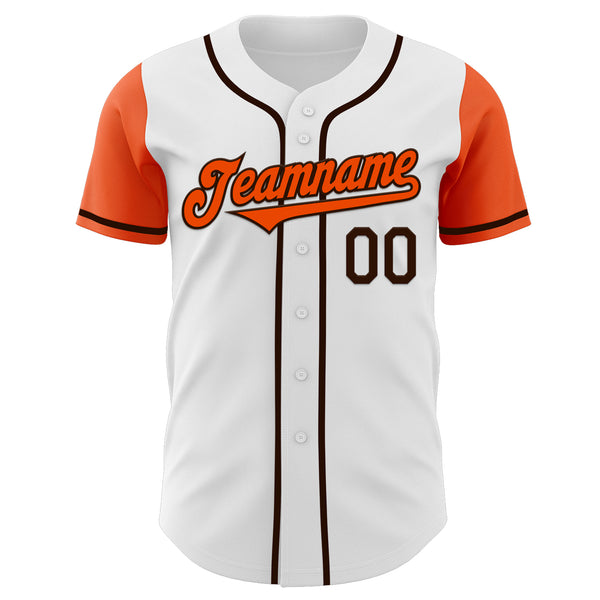 Custom White Orange-Brown Authentic Two Tone Baseball Jersey