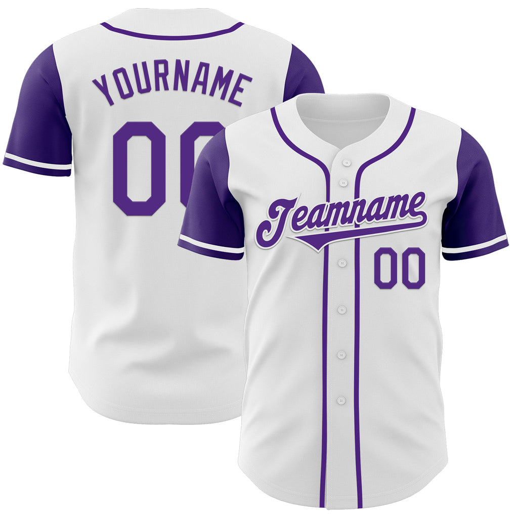 Custom White Purple Authentic Two Tone Baseball Jersey