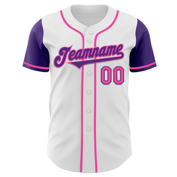 Custom White Purple-Pink Authentic Two Tone Baseball Jersey