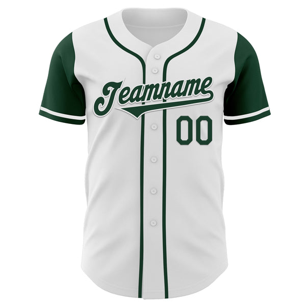 Custom White Green Authentic Two Tone Baseball Jersey