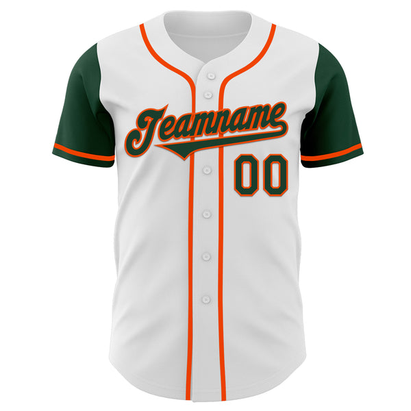 Custom White Green-Orange Authentic Two Tone Baseball Jersey