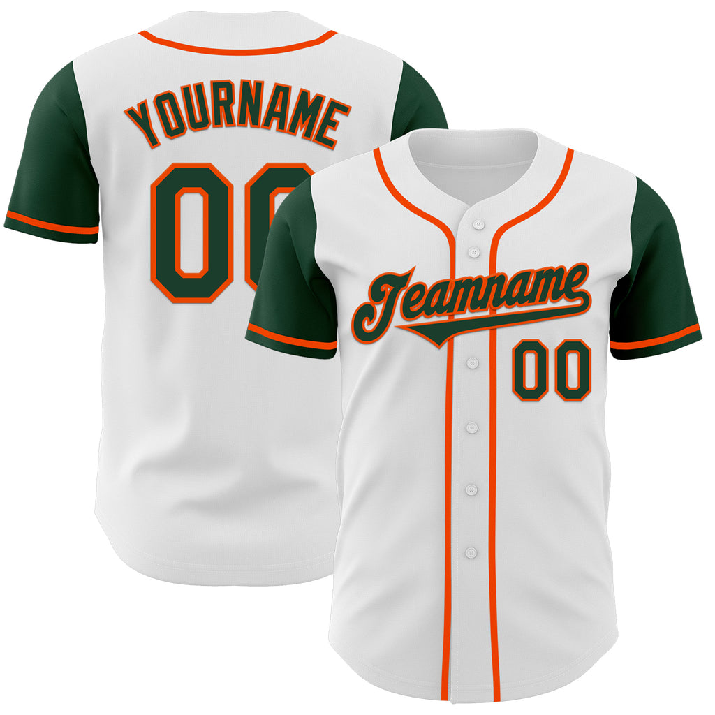 Custom White Green-Orange Authentic Two Tone Baseball Jersey