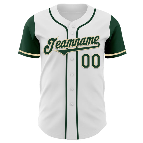 Custom White Green-Cream Authentic Two Tone Baseball Jersey