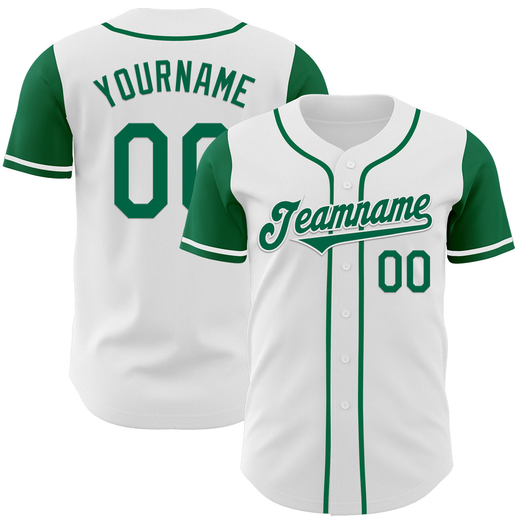 Custom White Kelly Green Authentic Two Tone Baseball Jersey