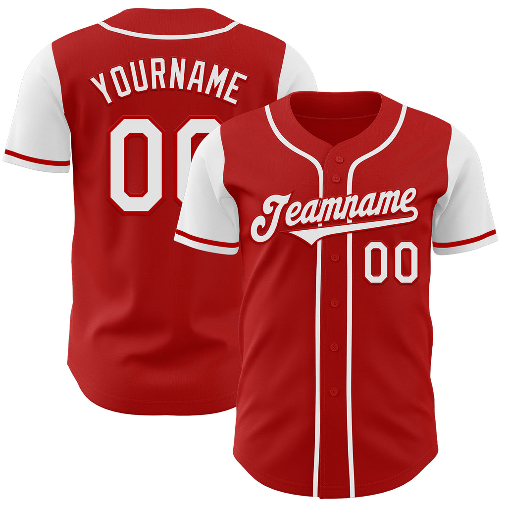 Custom Red White Authentic Two Tone Baseball Jersey