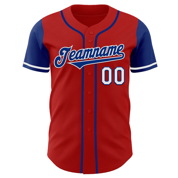 Custom Red Royal-White Authentic Two Tone Baseball Jersey