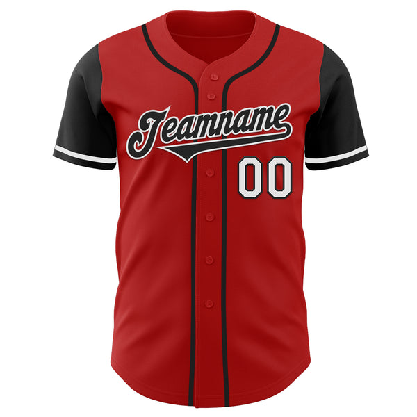 Custom Red Black-White Authentic Two Tone Baseball Jersey