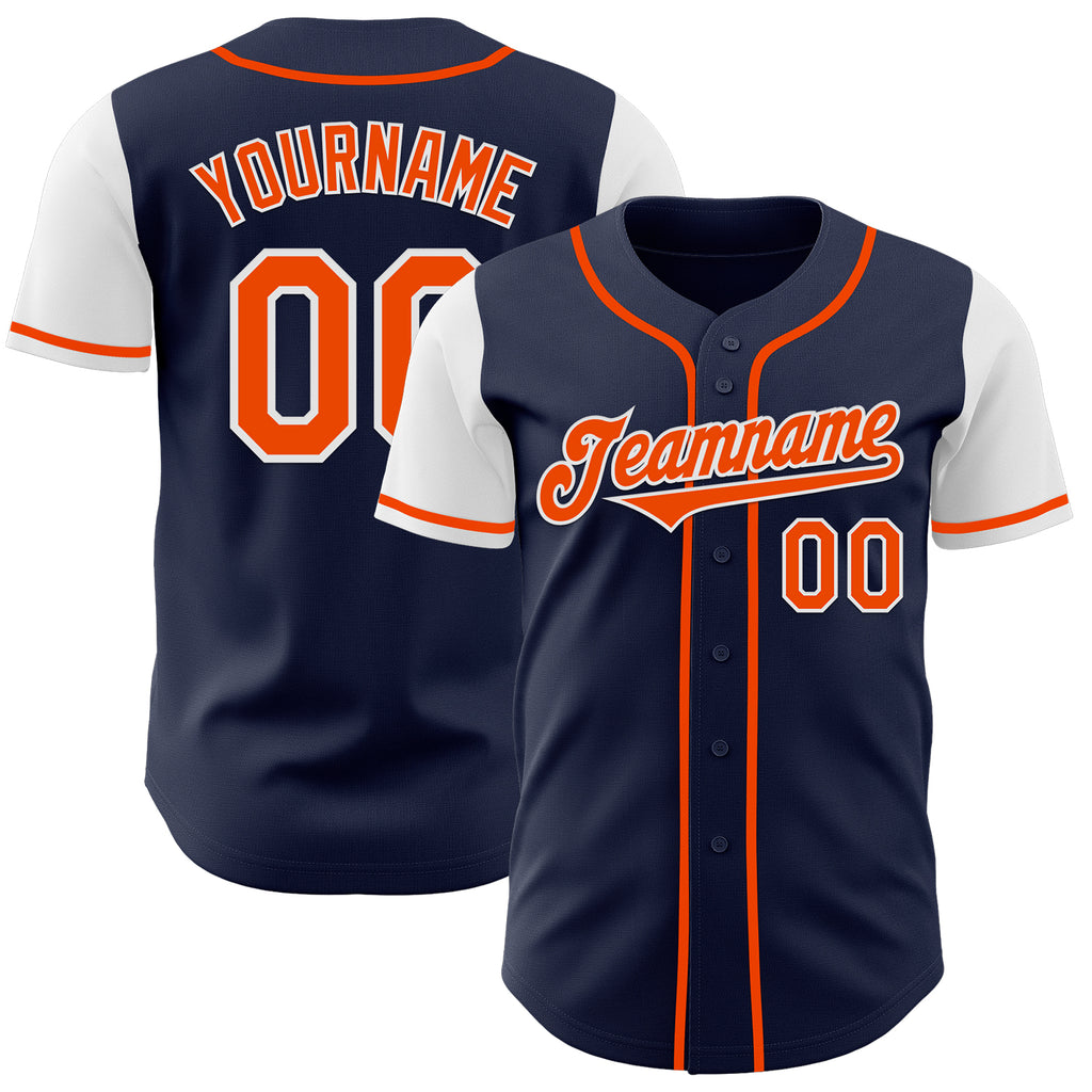 Custom Navy Orange-White Authentic Two Tone Baseball Jersey