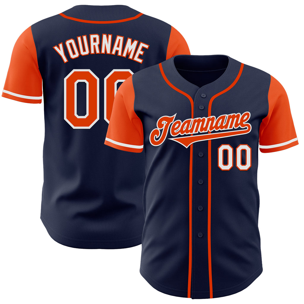 Custom Navy Orange-White Authentic Two Tone Baseball Jersey