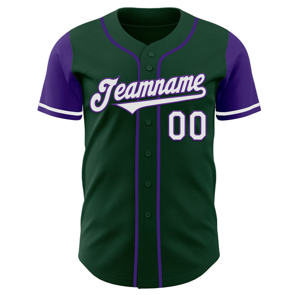 Custom Green White-Purple Authentic Two Tone Baseball Jersey