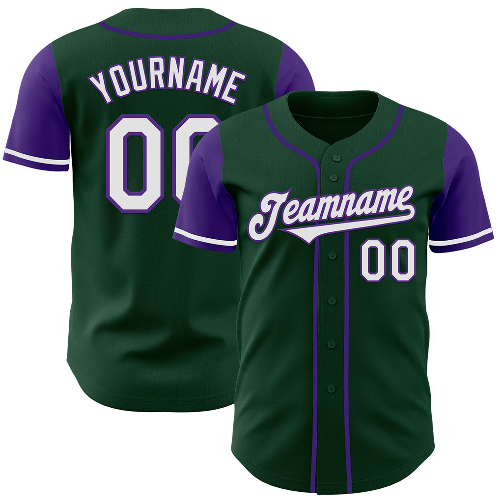 Custom Green White-Purple Authentic Two Tone Baseball Jersey