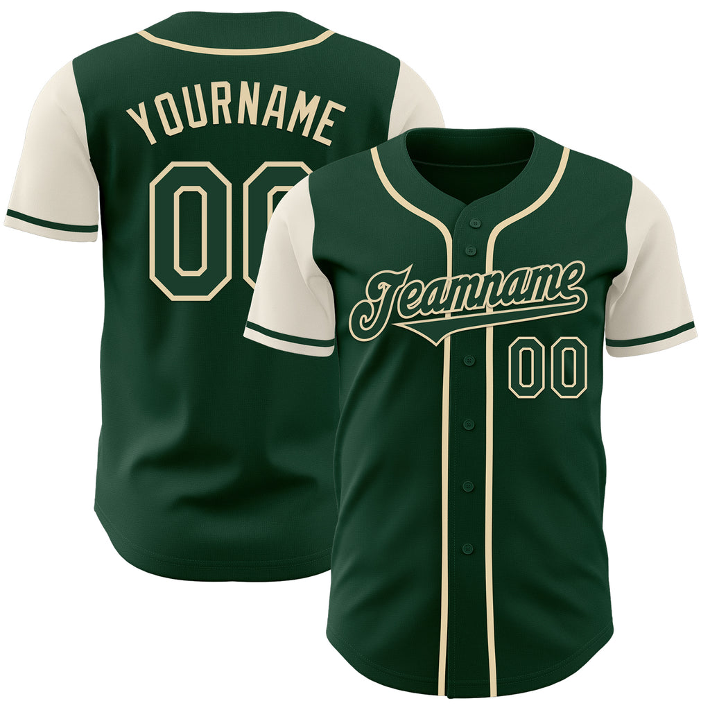 Custom Green Cream Authentic Two Tone Baseball Jersey