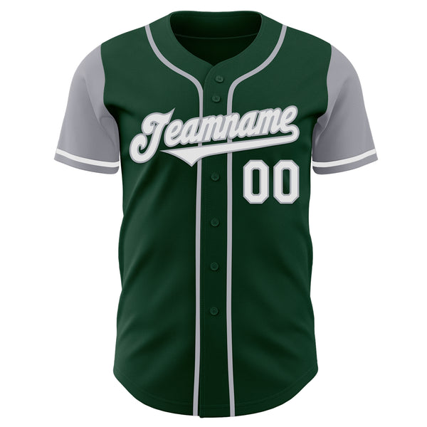 Custom Green White-Gray Authentic Two Tone Baseball Jersey