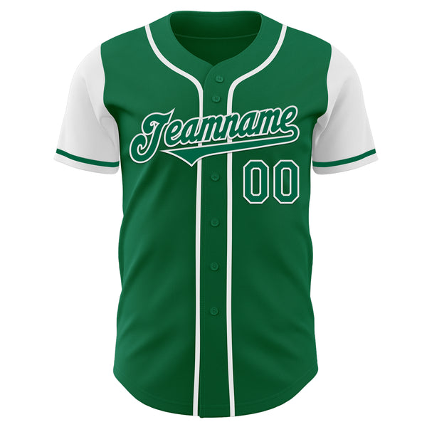 Custom Kelly Green White Authentic Two Tone Baseball Jersey