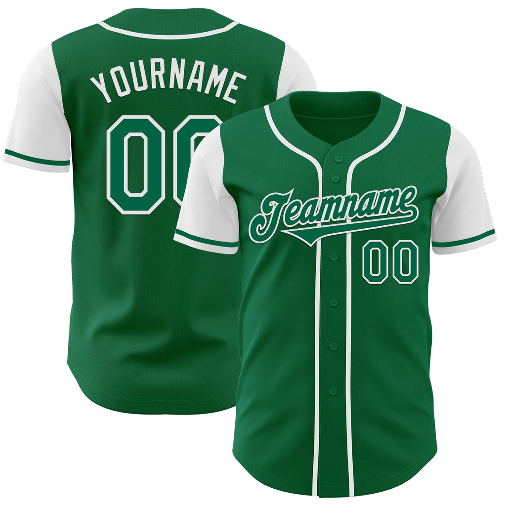 Custom Kelly Green White Authentic Two Tone Baseball Jersey