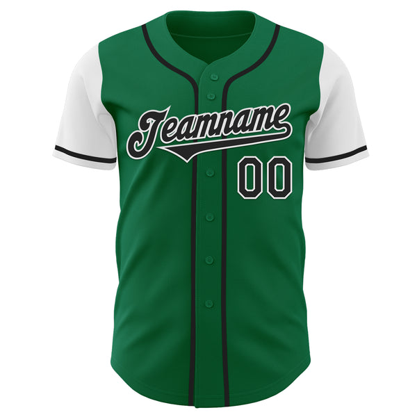 Custom Kelly Green Black-White Authentic Two Tone Baseball Jersey