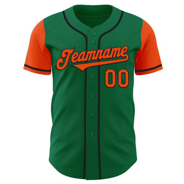 Custom Kelly Green Orange-Black Authentic Two Tone Baseball Jersey