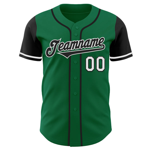 Custom Kelly Green Black-White Authentic Two Tone Baseball Jersey