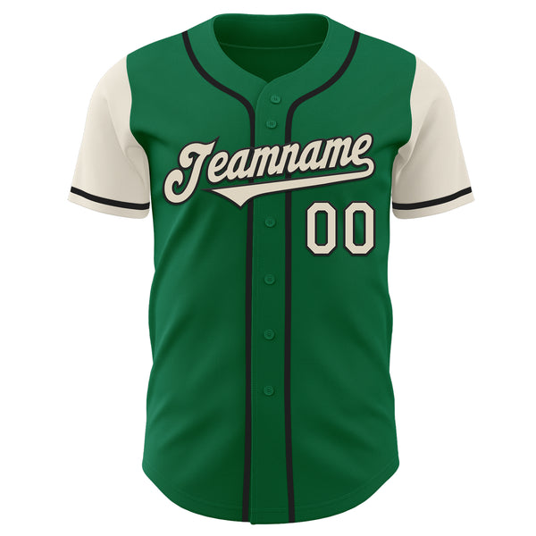 Custom Kelly Green Cream-Black Authentic Two Tone Baseball Jersey