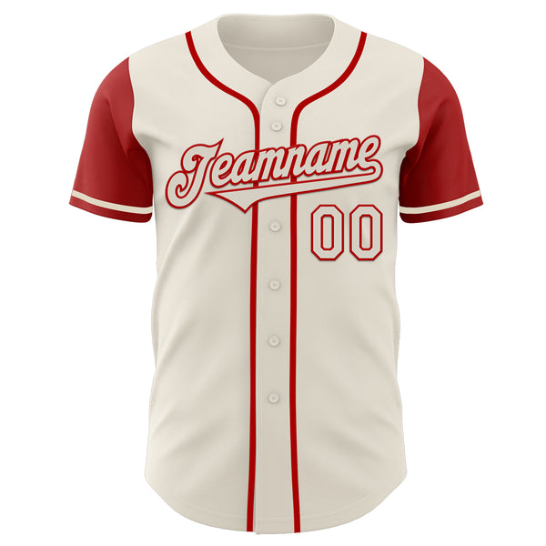 Custom Cream Red Authentic Two Tone Baseball Jersey