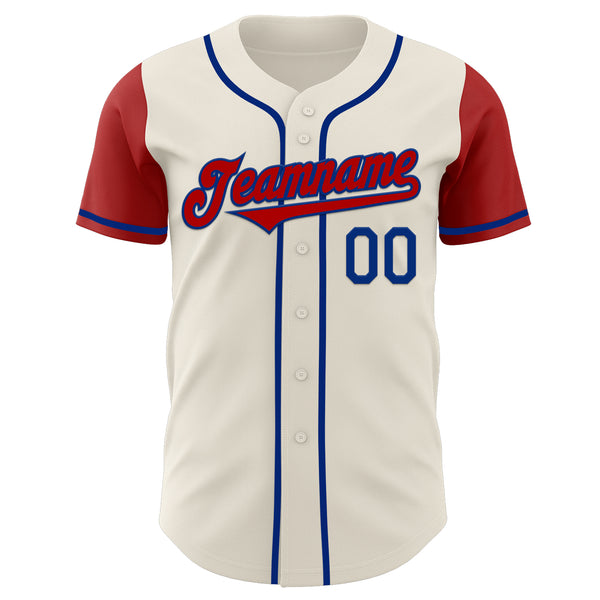 Custom Cream Red-Royal Authentic Two Tone Baseball Jersey