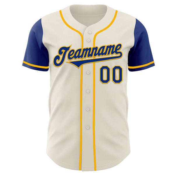 Custom Cream Royal-Gold Authentic Two Tone Baseball Jersey