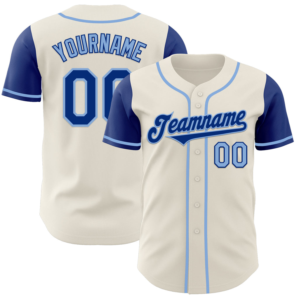 Custom Cream Royal-Light Blue Authentic Two Tone Baseball Jersey