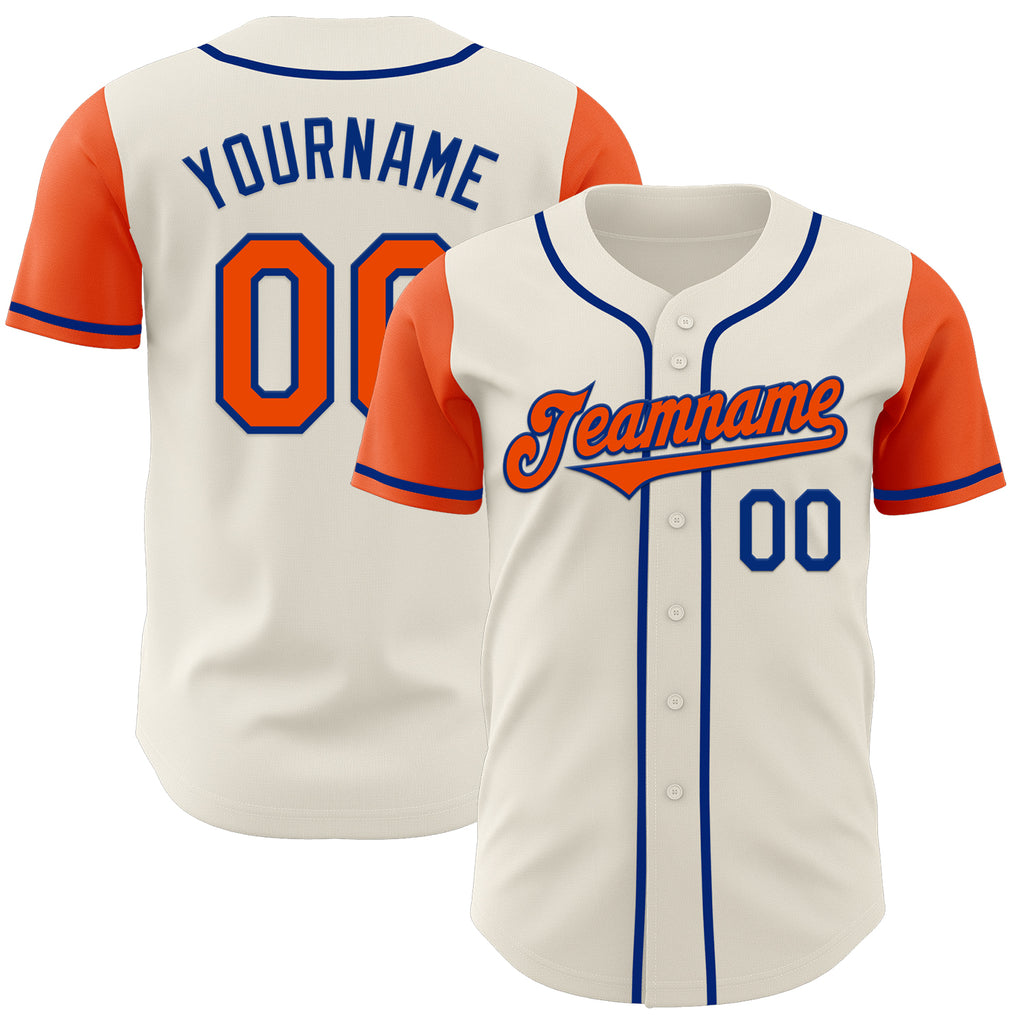 Custom Cream Orange-Royal Authentic Two Tone Baseball Jersey