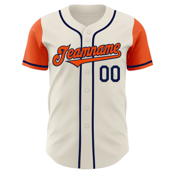 Custom Cream Orange-Navy Authentic Two Tone Baseball Jersey