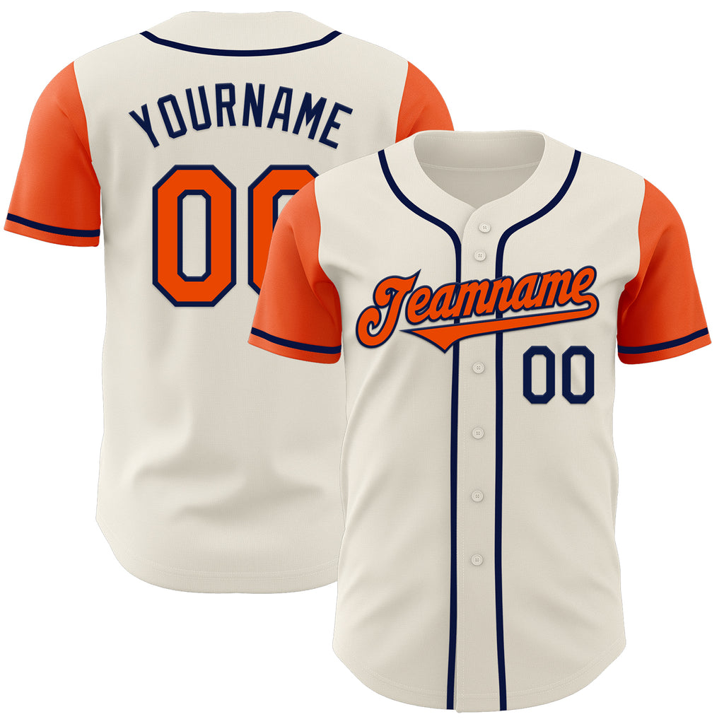 Custom Cream Orange-Navy Authentic Two Tone Baseball Jersey