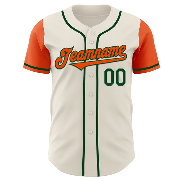 Custom Cream Orange-Green Authentic Two Tone Baseball Jersey