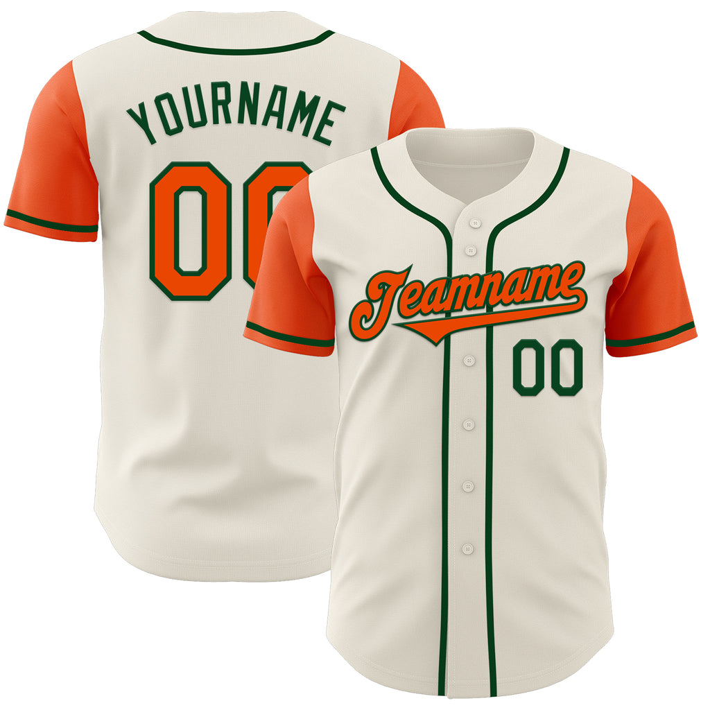 Custom Cream Orange-Green Authentic Two Tone Baseball Jersey