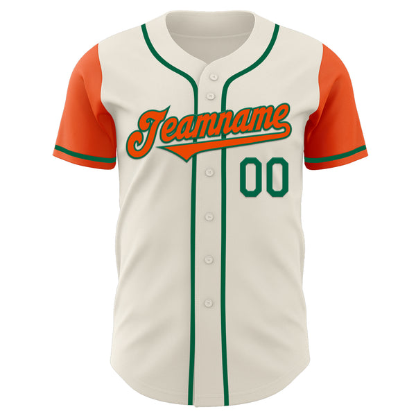 Custom Cream Orange-Kelly Green Authentic Two Tone Baseball Jersey