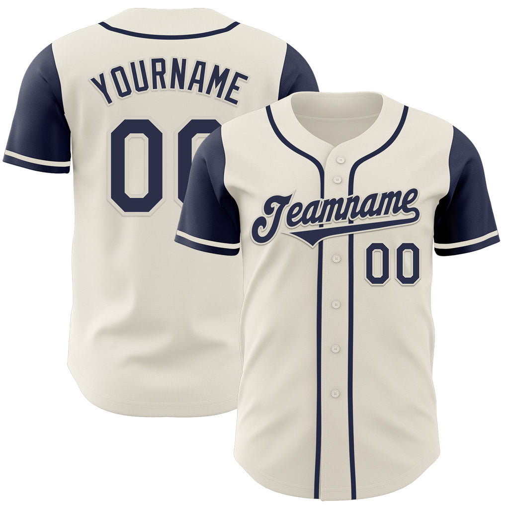 Custom Cream Navy Authentic Two Tone Baseball Jersey