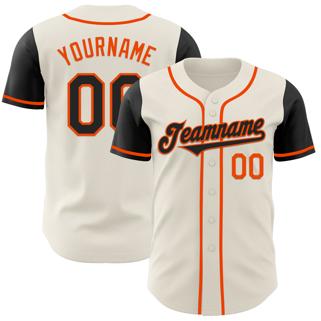 Custom Cream Black-Orange Authentic Two Tone Baseball Jersey