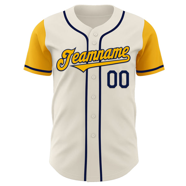 Custom Cream Gold-Navy Authentic Two Tone Baseball Jersey