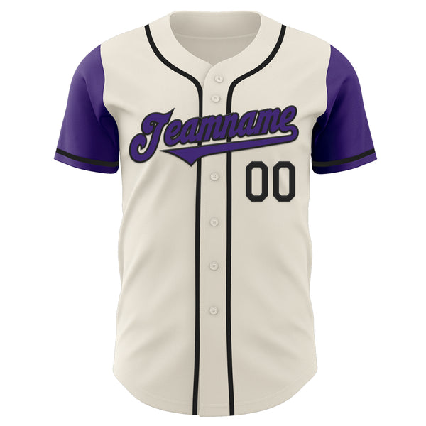 Custom Cream Purple-Black Authentic Two Tone Baseball Jersey