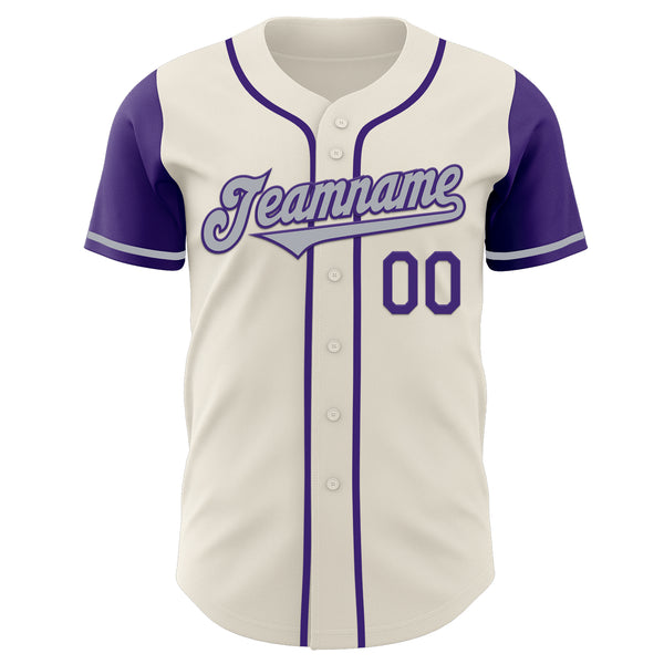 Custom Cream Gray-Purple Authentic Two Tone Baseball Jersey