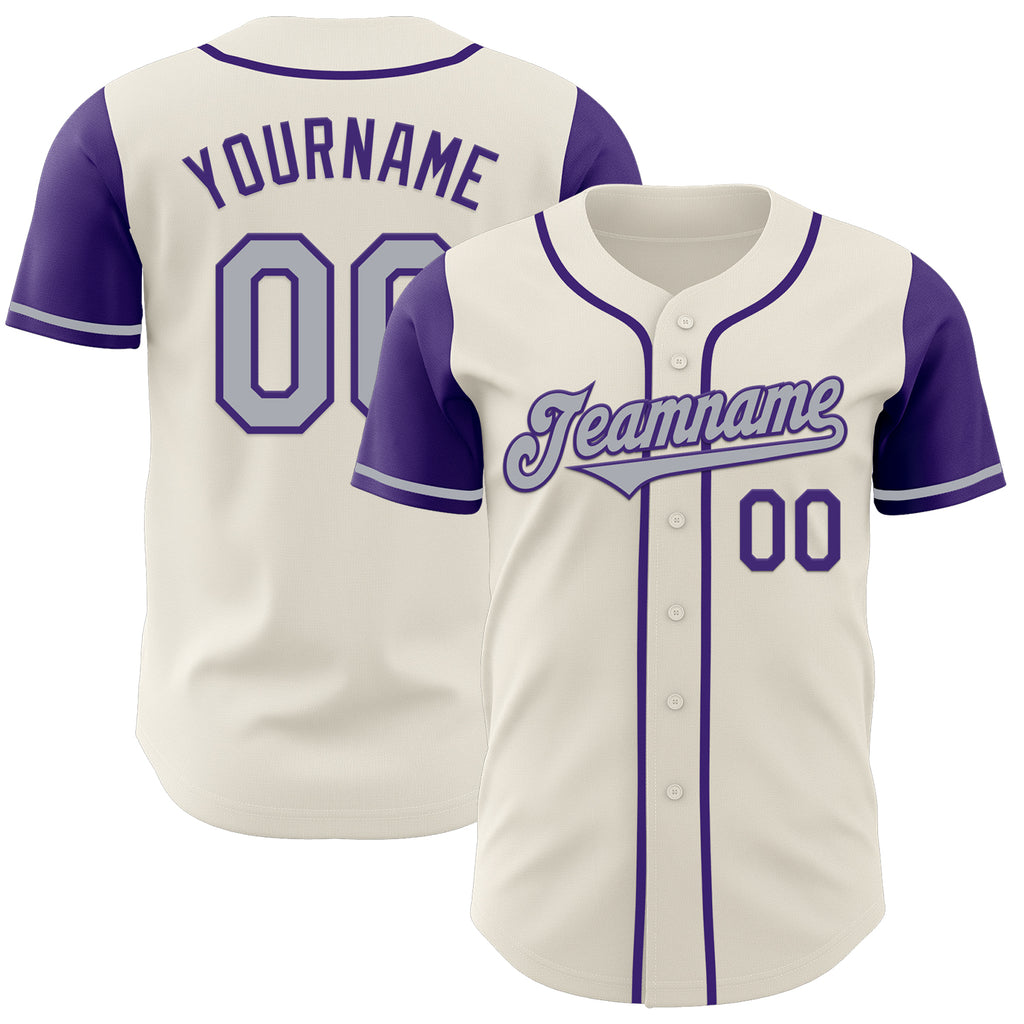 Custom Cream Gray-Purple Authentic Two Tone Baseball Jersey