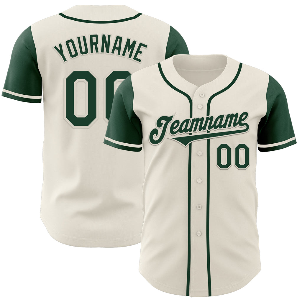 Custom Cream Green Authentic Two Tone Baseball Jersey