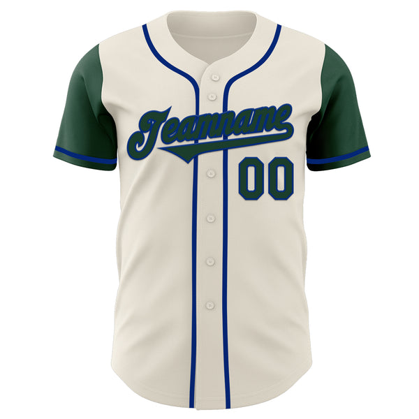 Custom Cream Green-Royal Authentic Two Tone Baseball Jersey